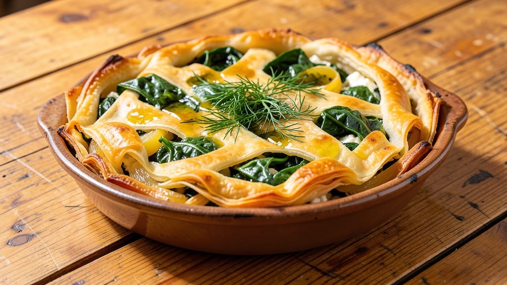 Albanian Spinach and Cheese Pie Recipe: Flaky Phyllo Layers with Melty Feta Magic