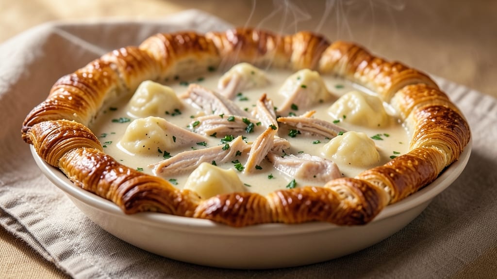 Chicken Pot Pie With Croissant Crust Recipe: Buttery Layers That Shatter Over Savory Filling
