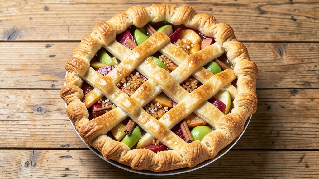 10-Inch Deep Dish Apple Pie Recipe: Crusty Lattice Crown With Spiced Apple Layers