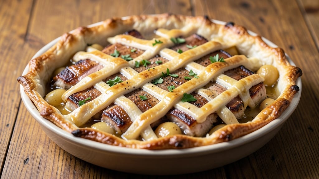 Pork And Potato Pie Recipe: Savory Crust Hugs Herbed Meat and Spuds