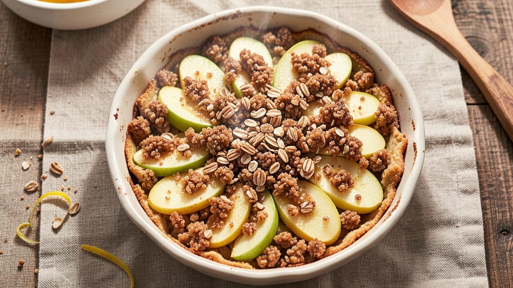 Quick And Easy Apple Crumble Pie Recipe: Warm Spice Streusel Over Melty Fruit