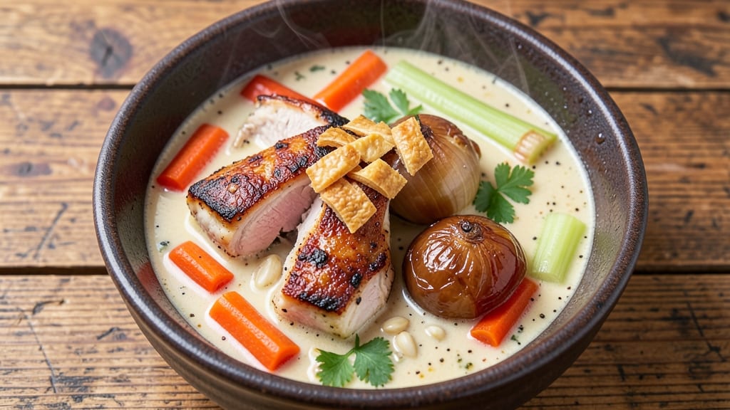 Pub Style Chicken Pot Pie Soup Recipe: Crispy Topped Comfort in One Bowl