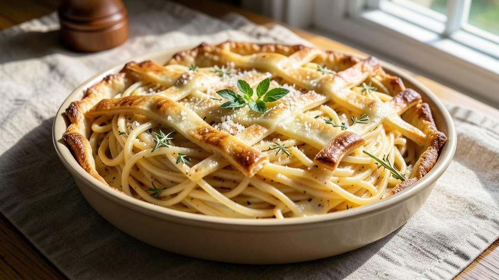 Alfredo Spaghetti Pie Recipe: No-Bake Creamy Layers With Pasta Magic