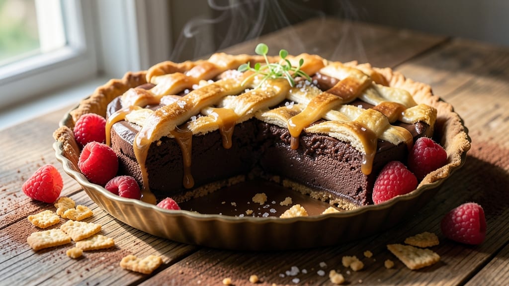 Angus Barn's Chocolate Chess Pie Recipe Card: Rich Cocoa Crunch With Vanilla Bean Swirls