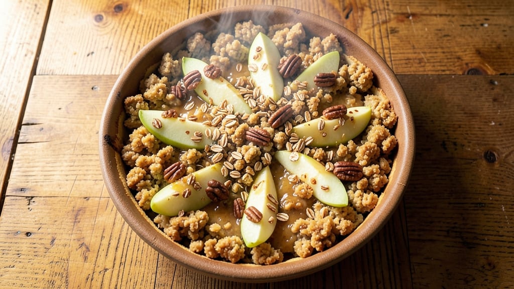 Apple Pecan Crumble Pie Recipe: Buttery Oat Streusel Over Spiced Apple Filling