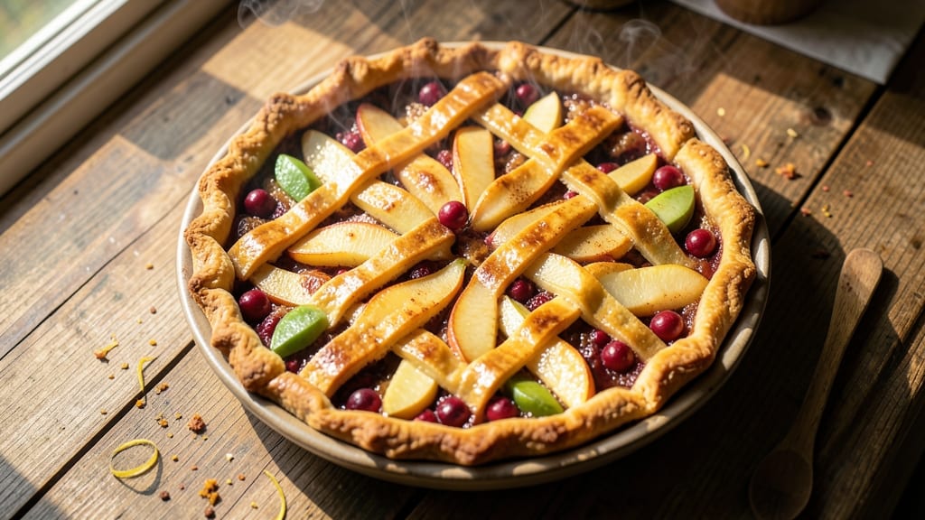Apple Pear Cranberry Pie Recipe: Tart-Sweet Fruit Trio With Buttery Lattice Crunch