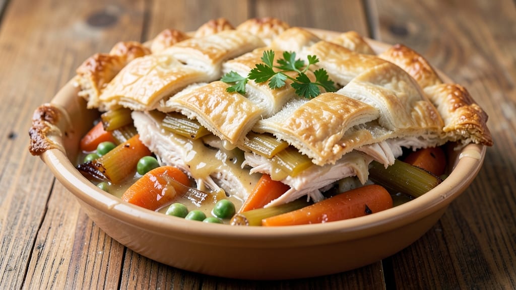 Alton Brown's Pot Pie Recipe: Shredded Meat and Veggie Harmony in One Dish