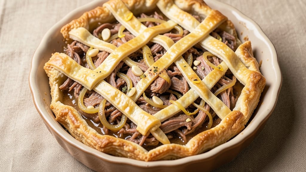 Shredded Pork Pie Recipe: Flaky Pastry Hugs Savory Meat and Gravy