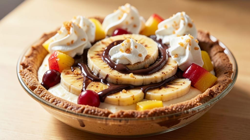Recipe for Banana Split Pie with Pineapple: Tropical Layers of Creamy Vanilla and Juicy Fruit