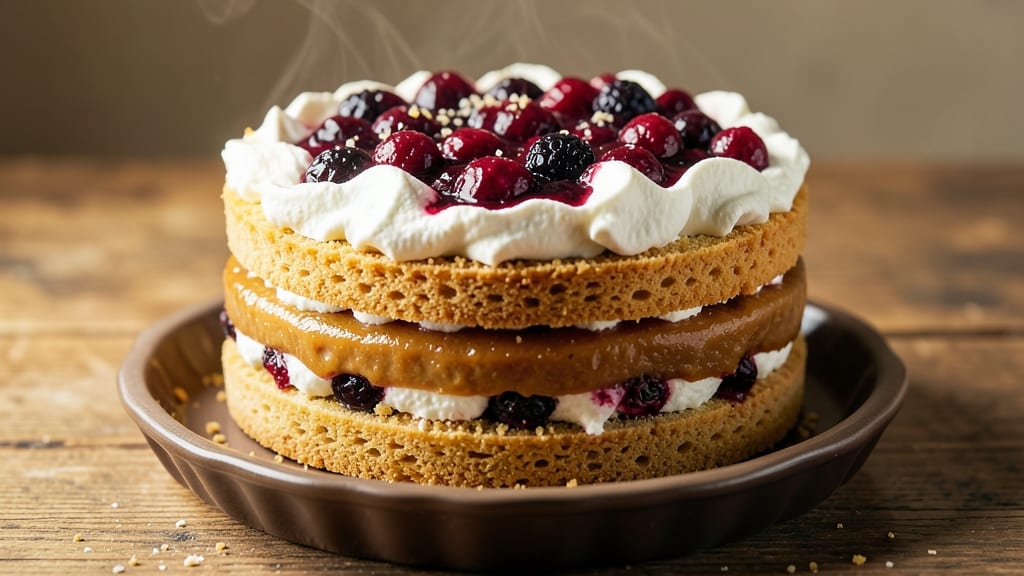 4 Layer Delight Pie Recipe: Vanilla Cream, Chocolate Ganache, Caramel Swirl, and Crunchy Topping Layers
