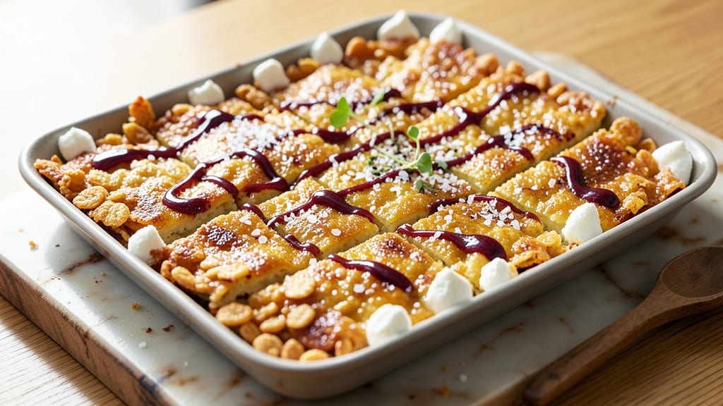 Rice Krispie Sheet Recipe: Crunchy Clusters With Vanilla Cream Rivers