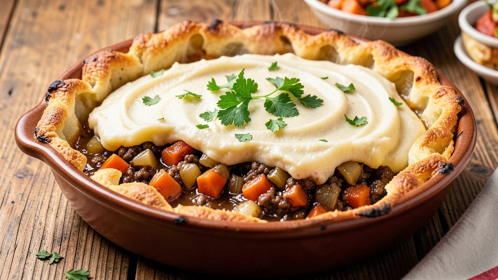 Soul Food Shepherd's Pie Recipe: Mashed Potato Crust Locks in Savory Gravy Heat